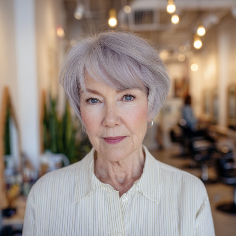 Chic Soft Textured Silver Crop with Subtle Volume