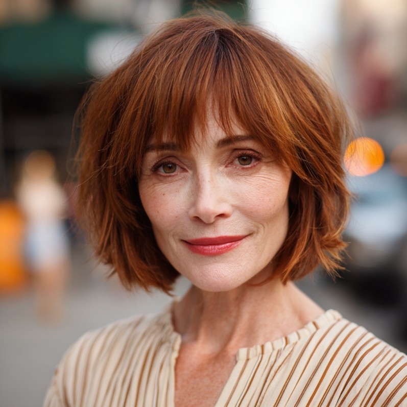 Chic Textured Bob with Soft Choppy Bangs