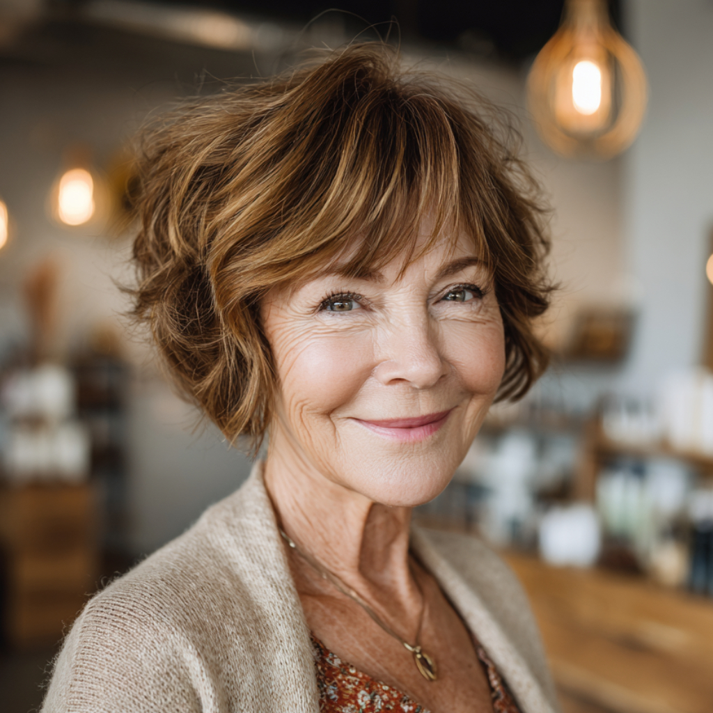 Chic Textured Brunette Bob with Soft Layers
