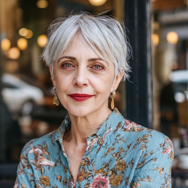 Chic Textured Pixie Cut with Soft Curtain Bangs