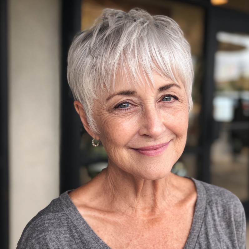 Chic Textured Short Cut with Soft Feathered Bangs