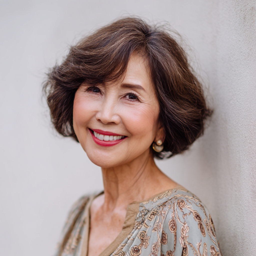 Classic Curly Brunette Bob with Soft Layers