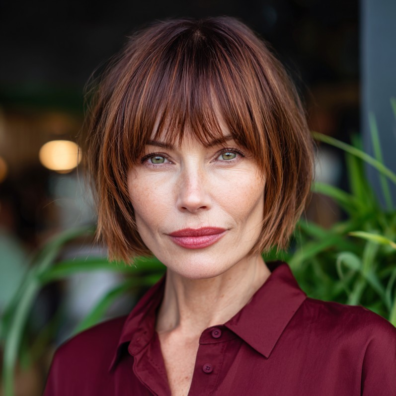 Elegant Choppy Bob with Soft Bangs