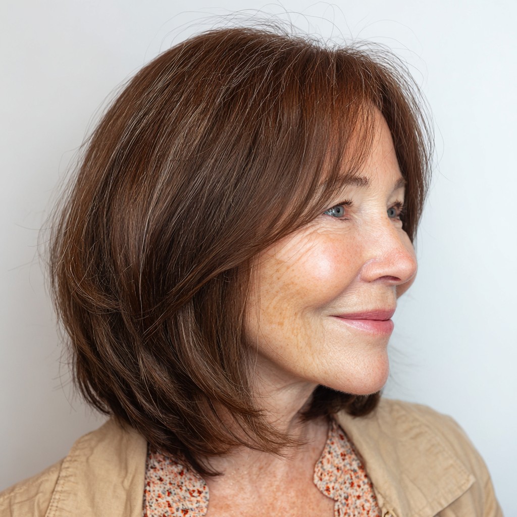 Elegant Soft Layered Brunette Cut