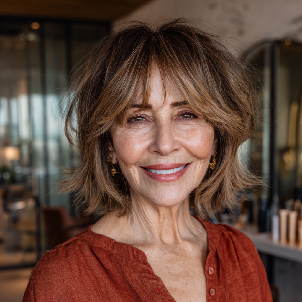 Layered Brunette Cut with Soft Waves