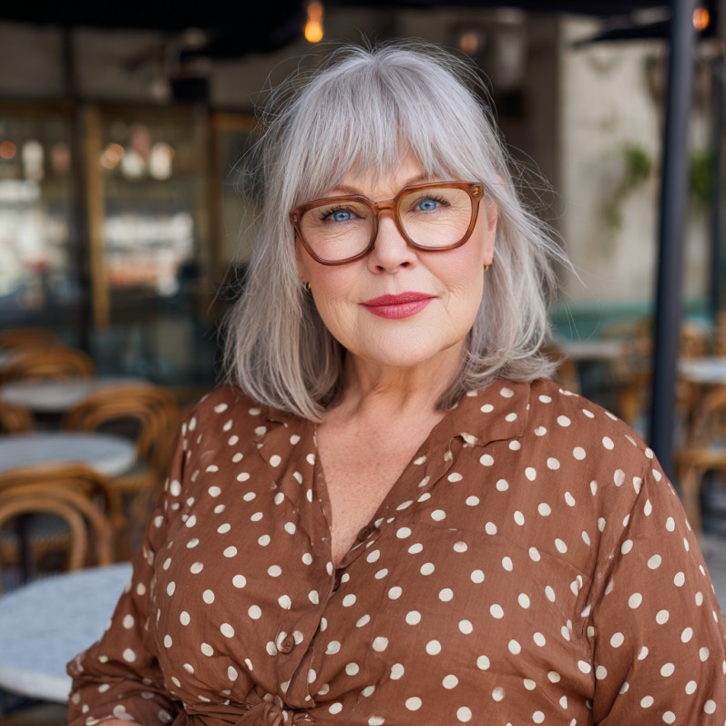Modern Silver Choppy Bob with Wispy Bangs