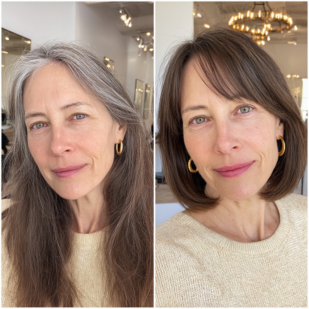 Sleek Brunette Bob with Soft Bangs