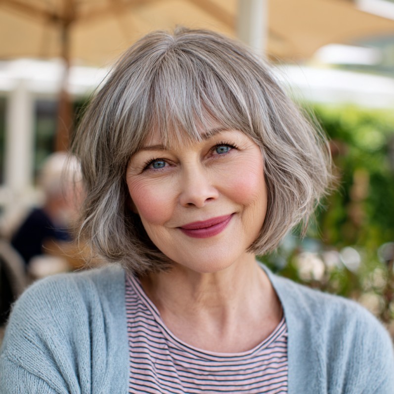 Sleek Choppy Bob with Soft Bangs