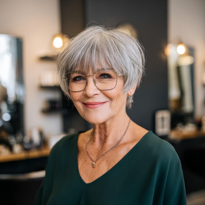 Softly Layered Grey Pixie with Textured Volume