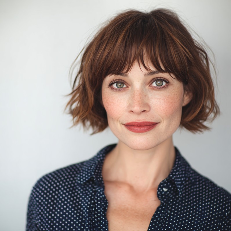 Stylish Textured Bob with Soft Choppy Bangs