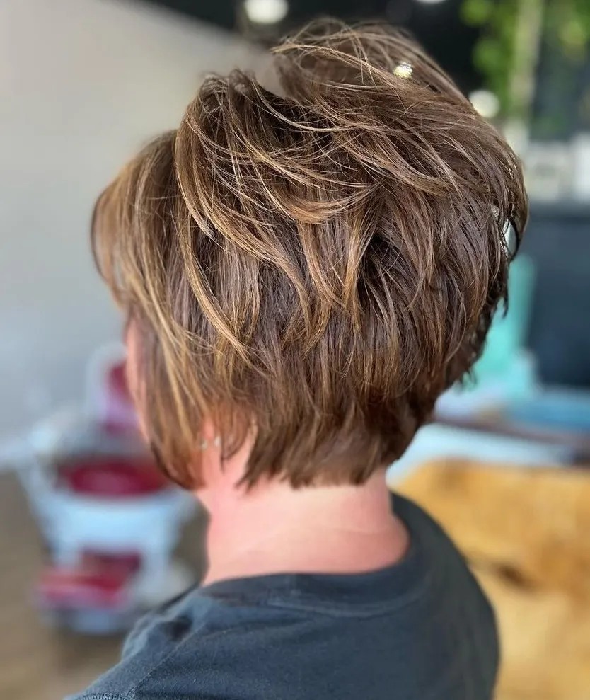 Textured Brunette Pixie with Soft Layers