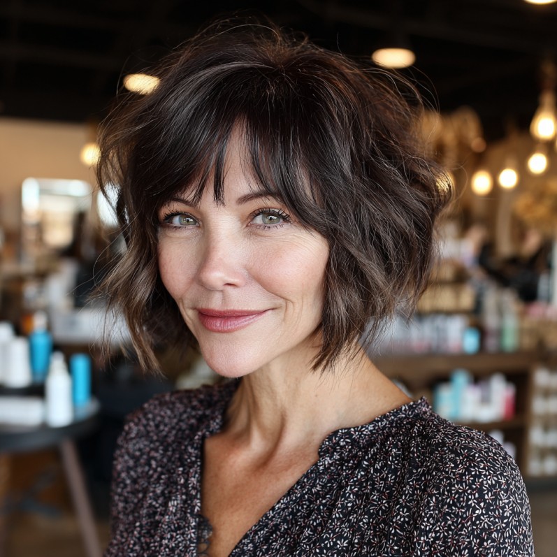 Textured Choppy Bob with Soft Bangs