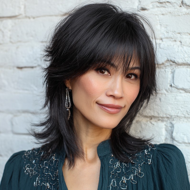 Textured Choppy Layers with Soft Bangs