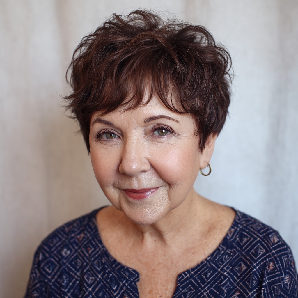 Textured Short Brunette Cut with Soft Layers