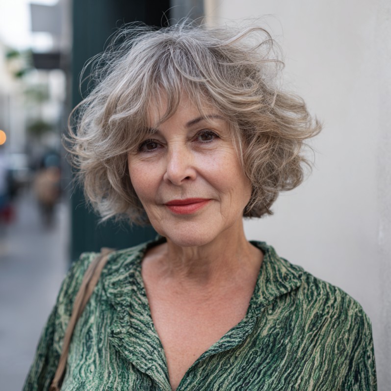 Textured Short Curly Cut with Volume and Soft Layers