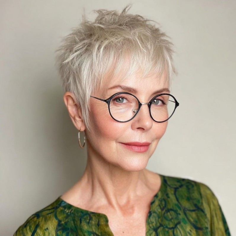 Textured Short Pixie Cut with Soft Layered Crown