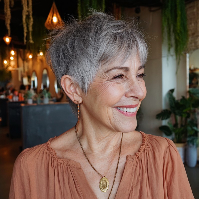 Textured Short Pixie Cut with Subtle Layering
