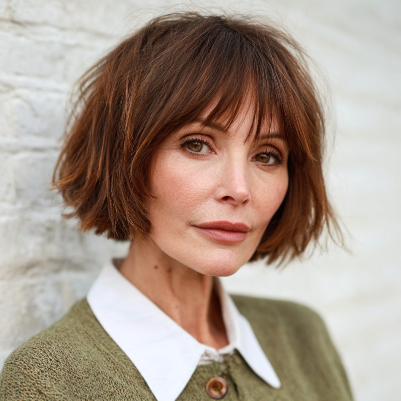 Trendy Choppy Bob with Soft Bangs
