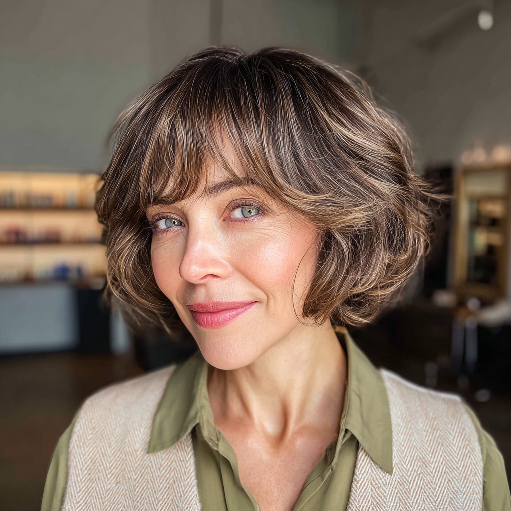 Chic Textured Bob with Soft Bangs