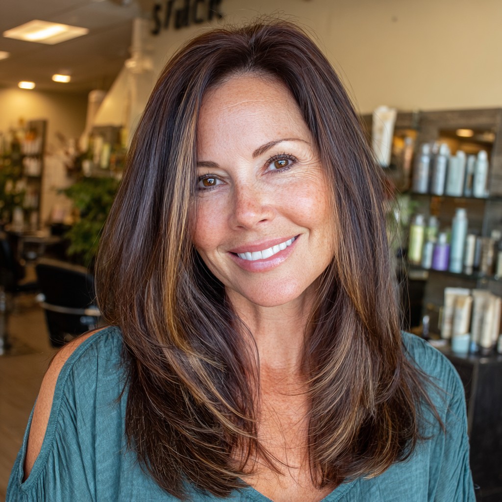 Beautiful Long Layers with Light Brown Highlights