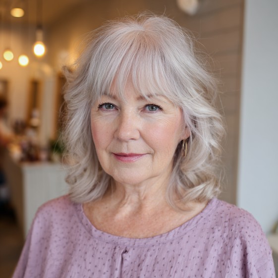 Charming Layered Grey Cut with Soft Waves