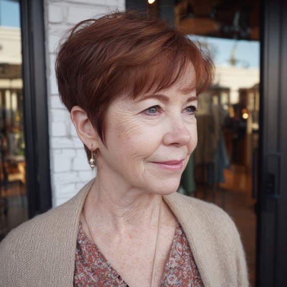 Charming Textured Pixie Cut with Wispy Bangs