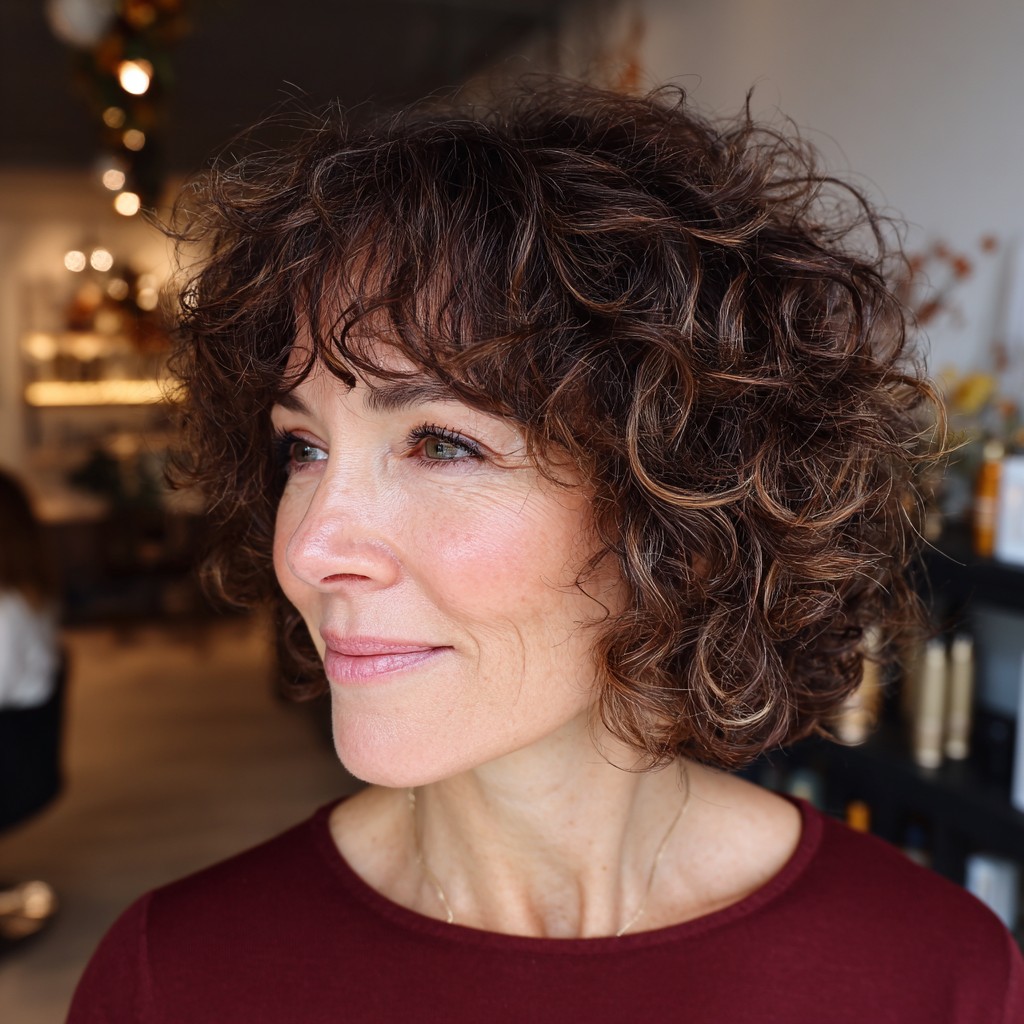 Chic Curly Shoulder-Length Cut with Soft Layers