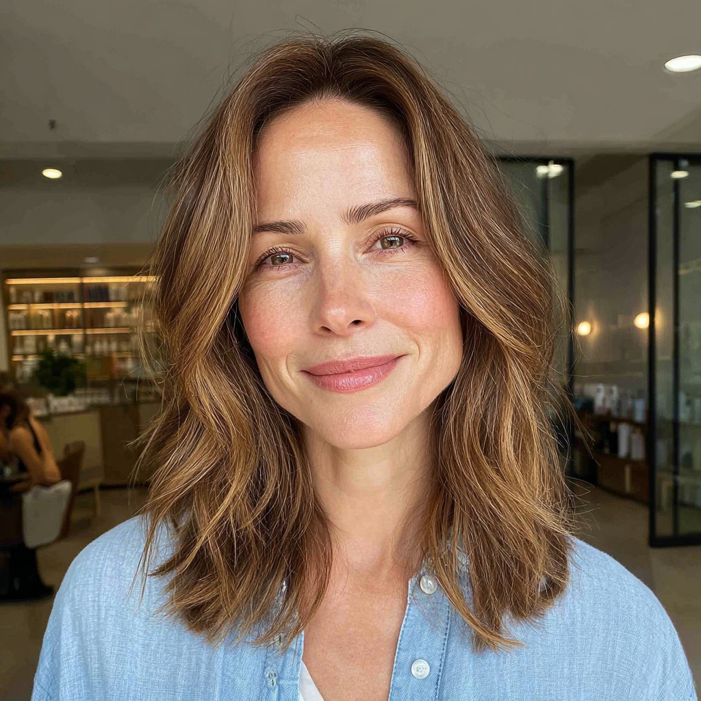 Chic Layered Long Bob with Soft Waves