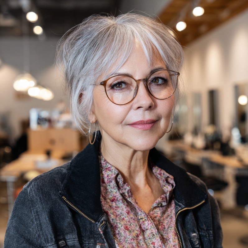 Chic Layered Silver Bixie Cut