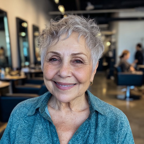 Chic Soft Textured Grey Crop with Effortless Volume