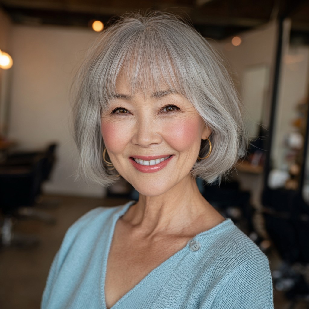 Chic Softly Curled Bob with Subtle Bangs