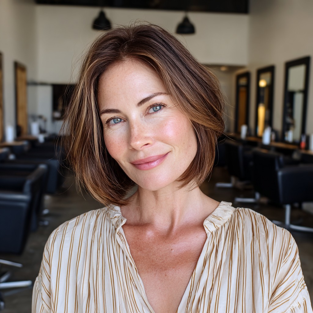 Chic Textured Bob with Subtle Highlights