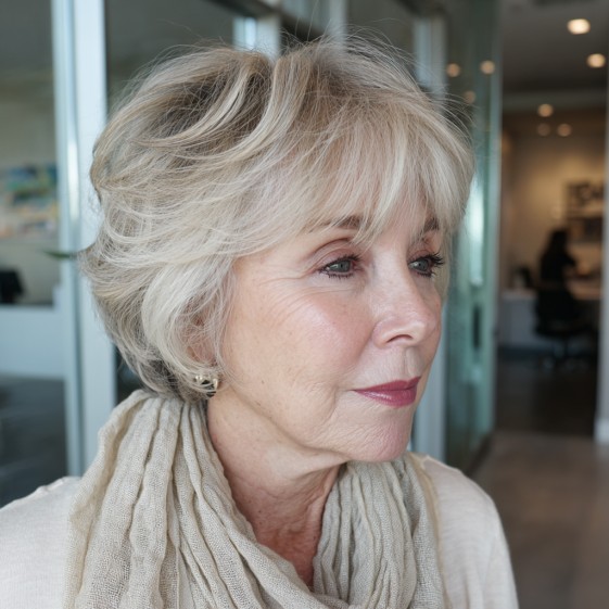 Chic Textured Grey Bob with Soft Layers