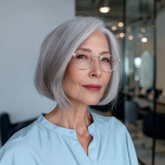 Chic Textured Grey Bob with Subtle Layers