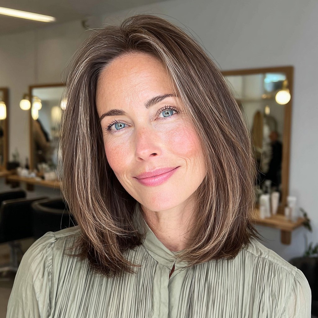 Chic Textured Long Bob with Subtle Balayage