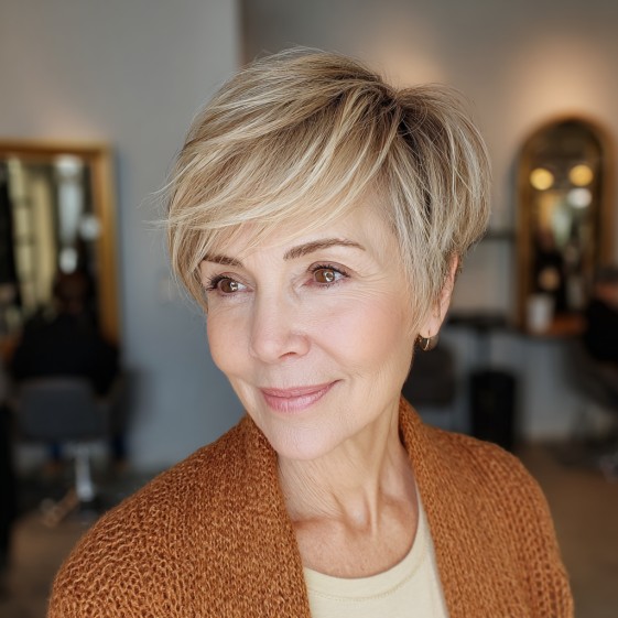 Chic Textured Pixie Cut with Soft Side Swept Bangs