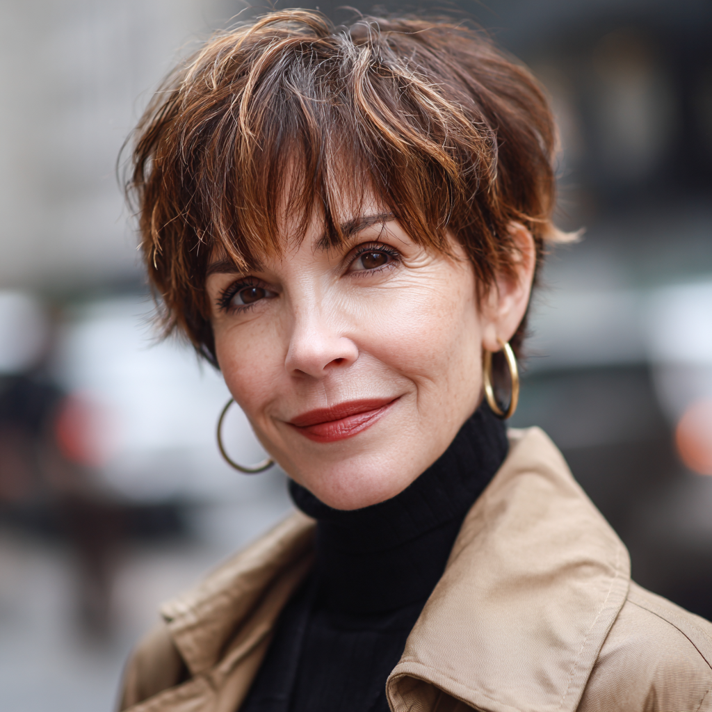 chic textured pixie with soft bangs