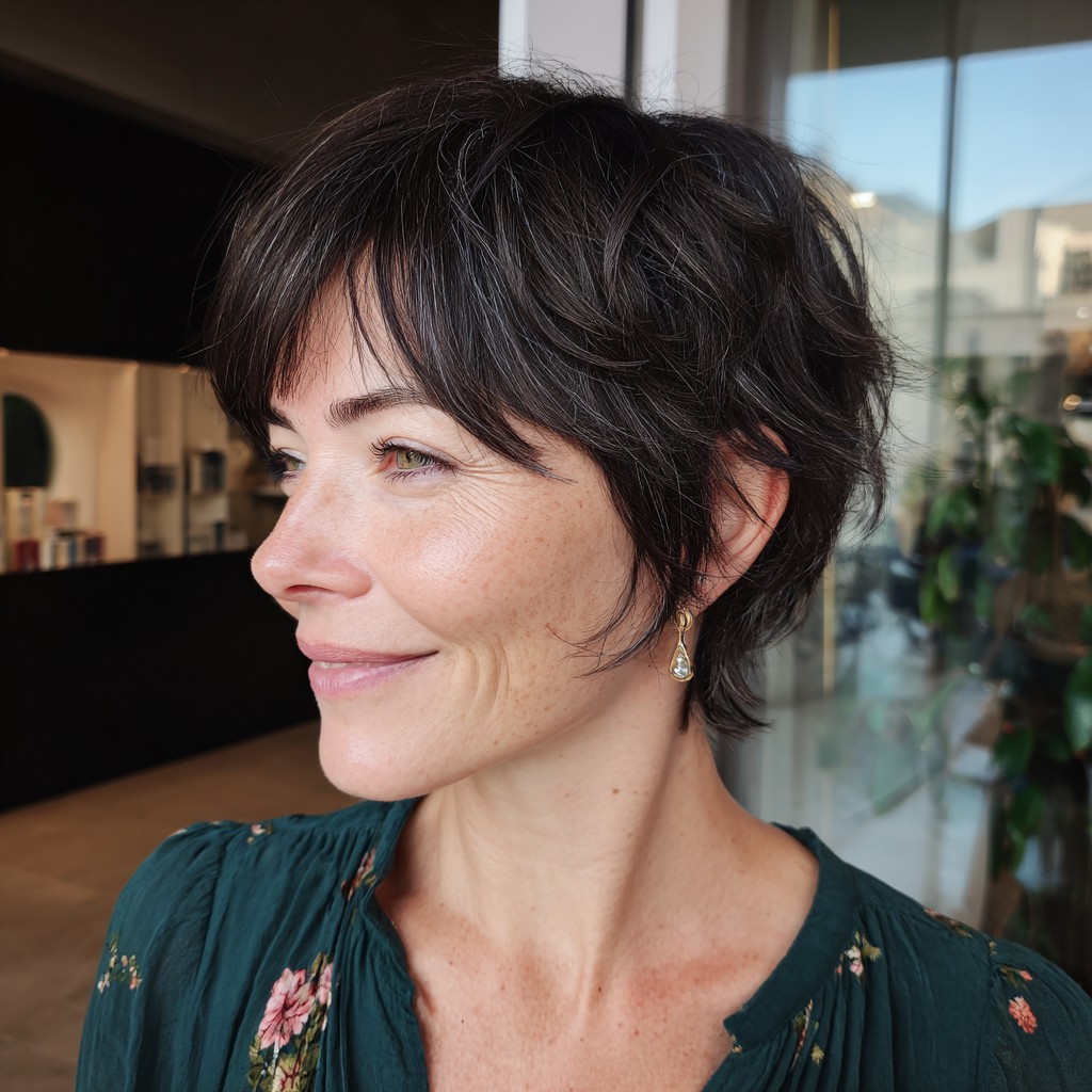 Chic Textured Short Shag with Wispy Bangs