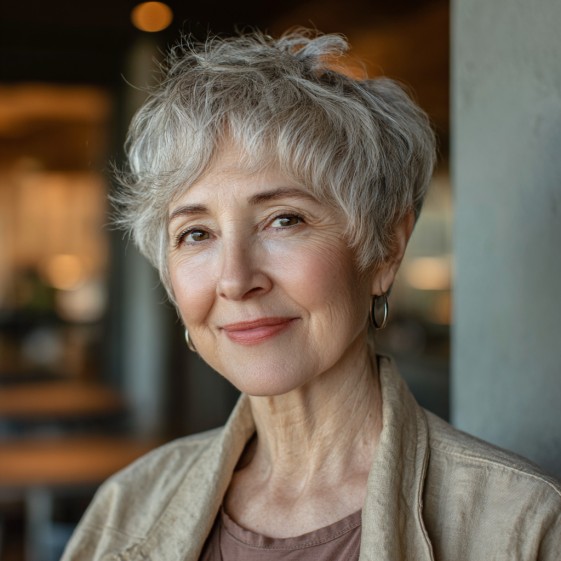 Chic Textured Silver Crop with Soft Volume