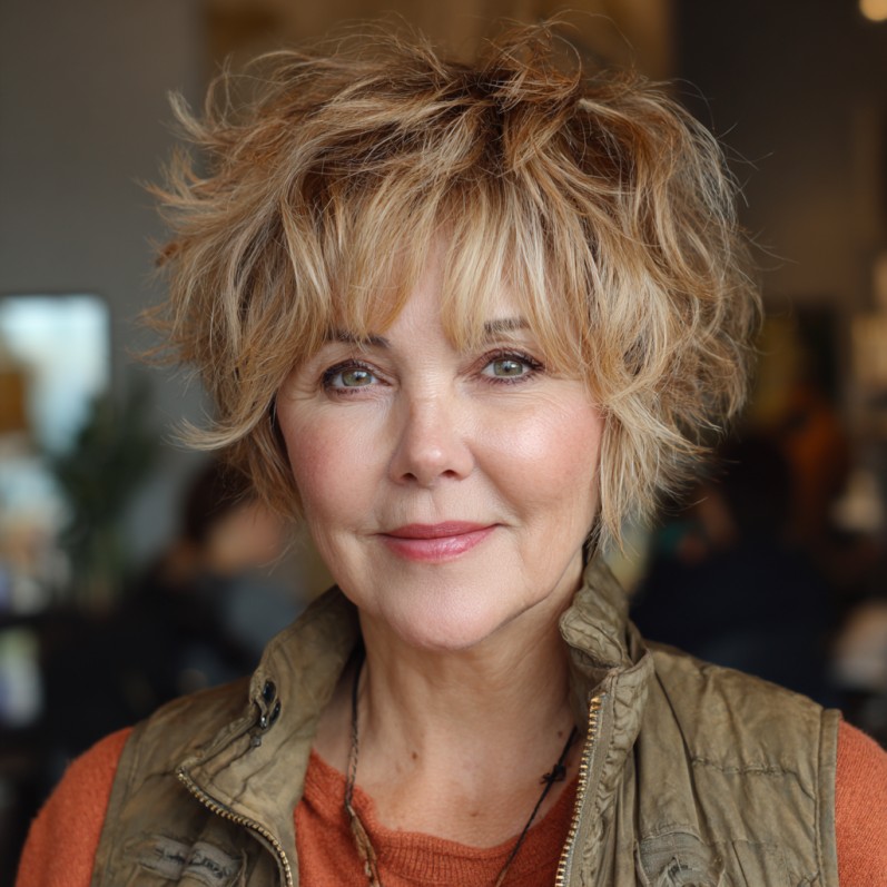 Choppy Textured Bixie Cut with Lively Volume