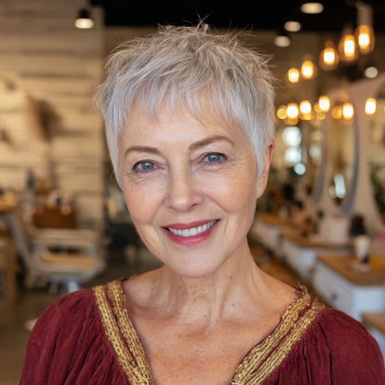 Choppy Textured Pixie Cut with Subtle Highlights