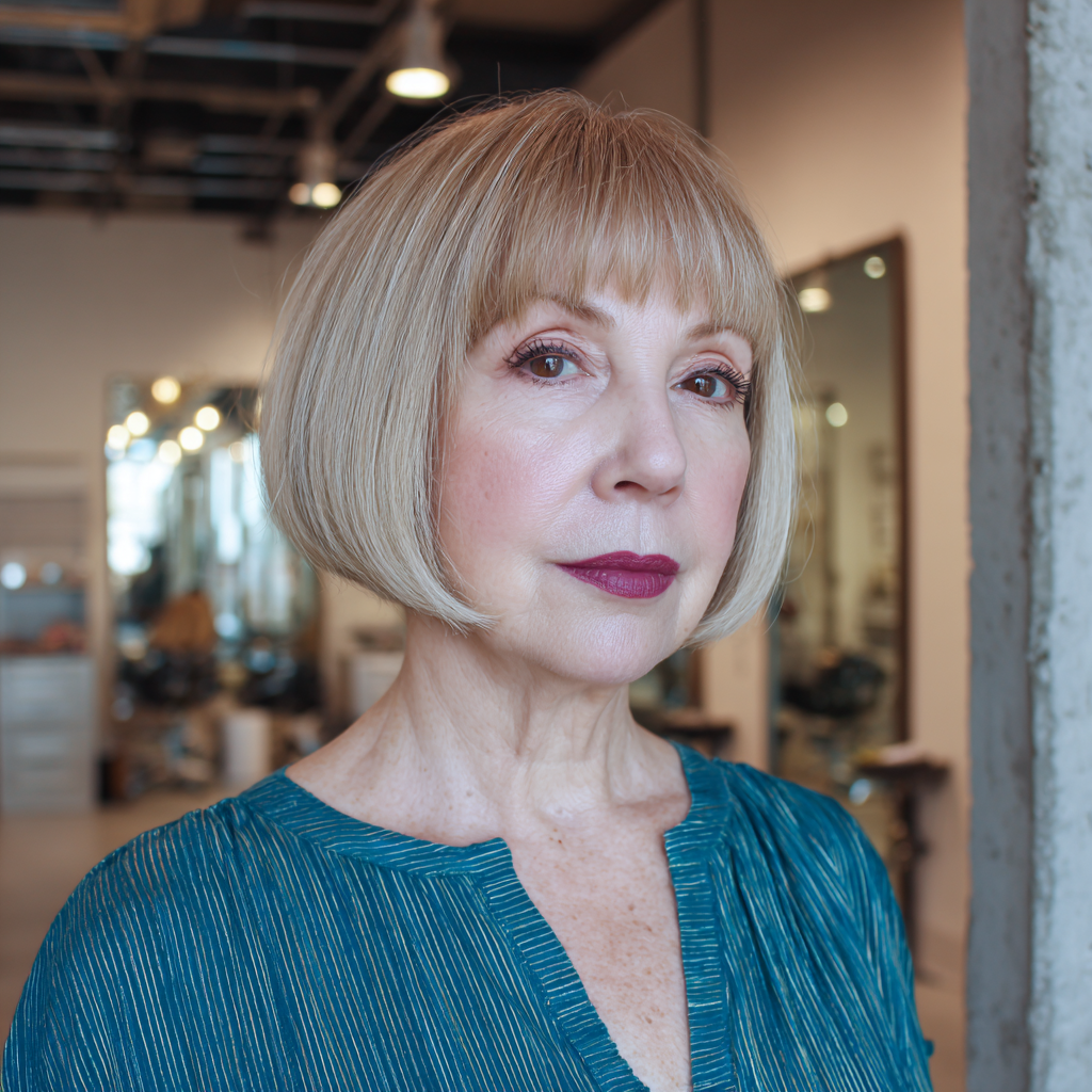 classic blunt pageboy bob with soft fringe