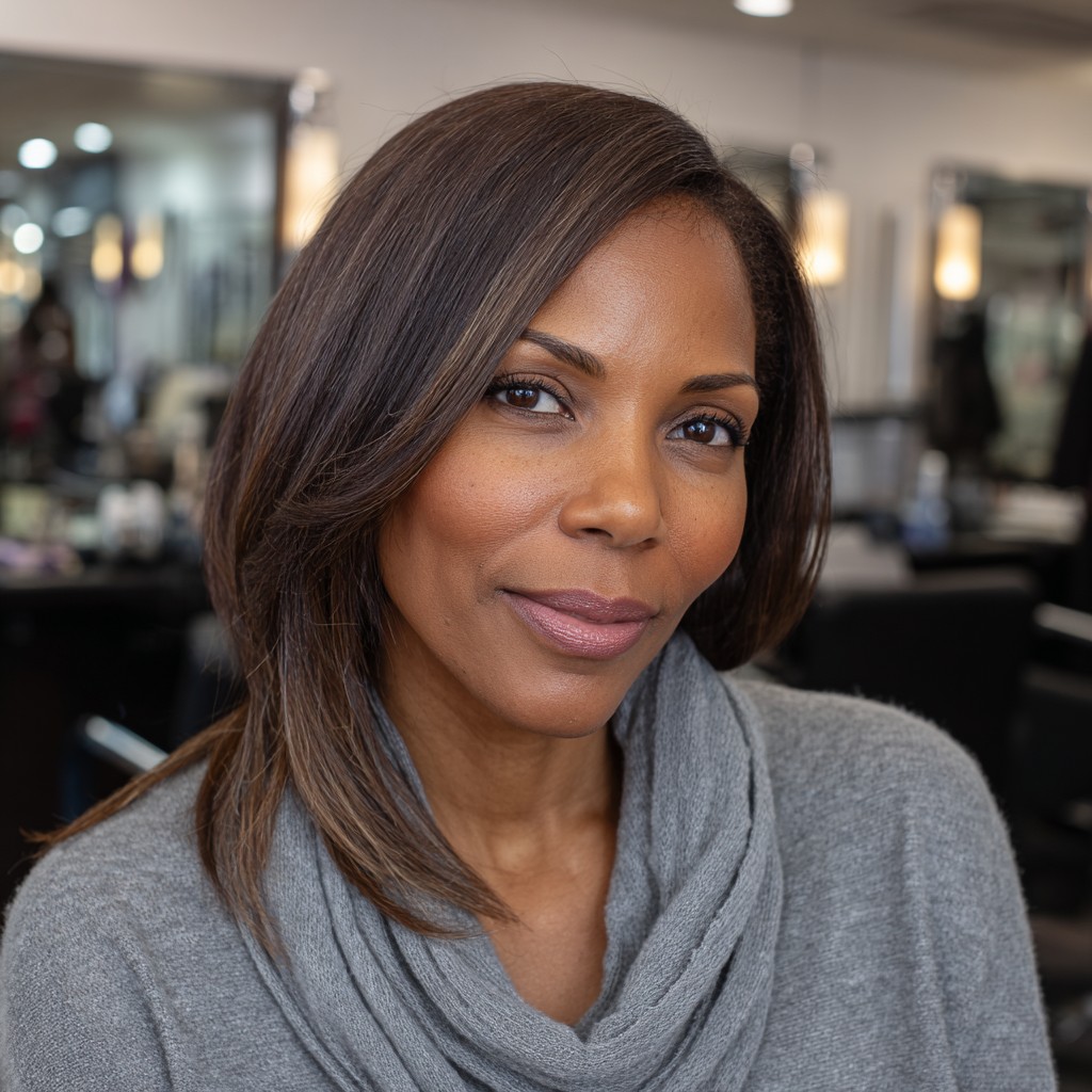 Contemporary Long Layered Cut with Light Brown Highlights