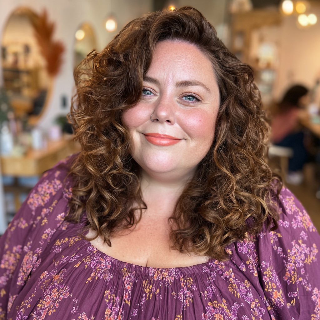 Curly Shoulder-Length Cut with Volume and Texture