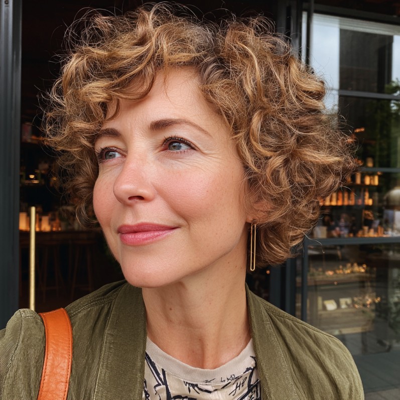 Curly Textured Bixie Cut with Face-Framing Layers