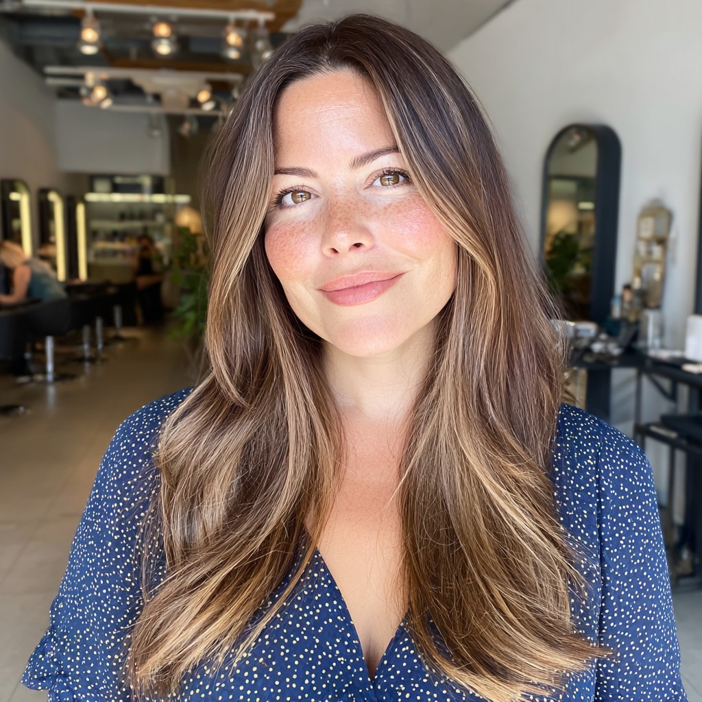 Elegant Long Layers with Light Brown Highlights