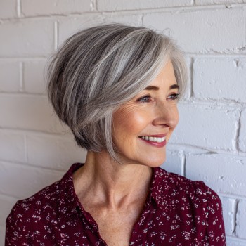 Elegant Silver Textured Bob with Soft Layers