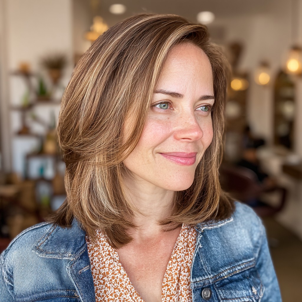 Gorgeous Caramel Long Bob with Subtle Movement