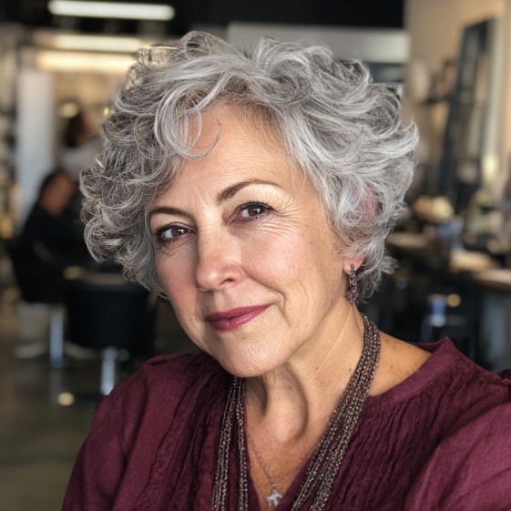 Modern Curly Textured Cut with Soft Bangs