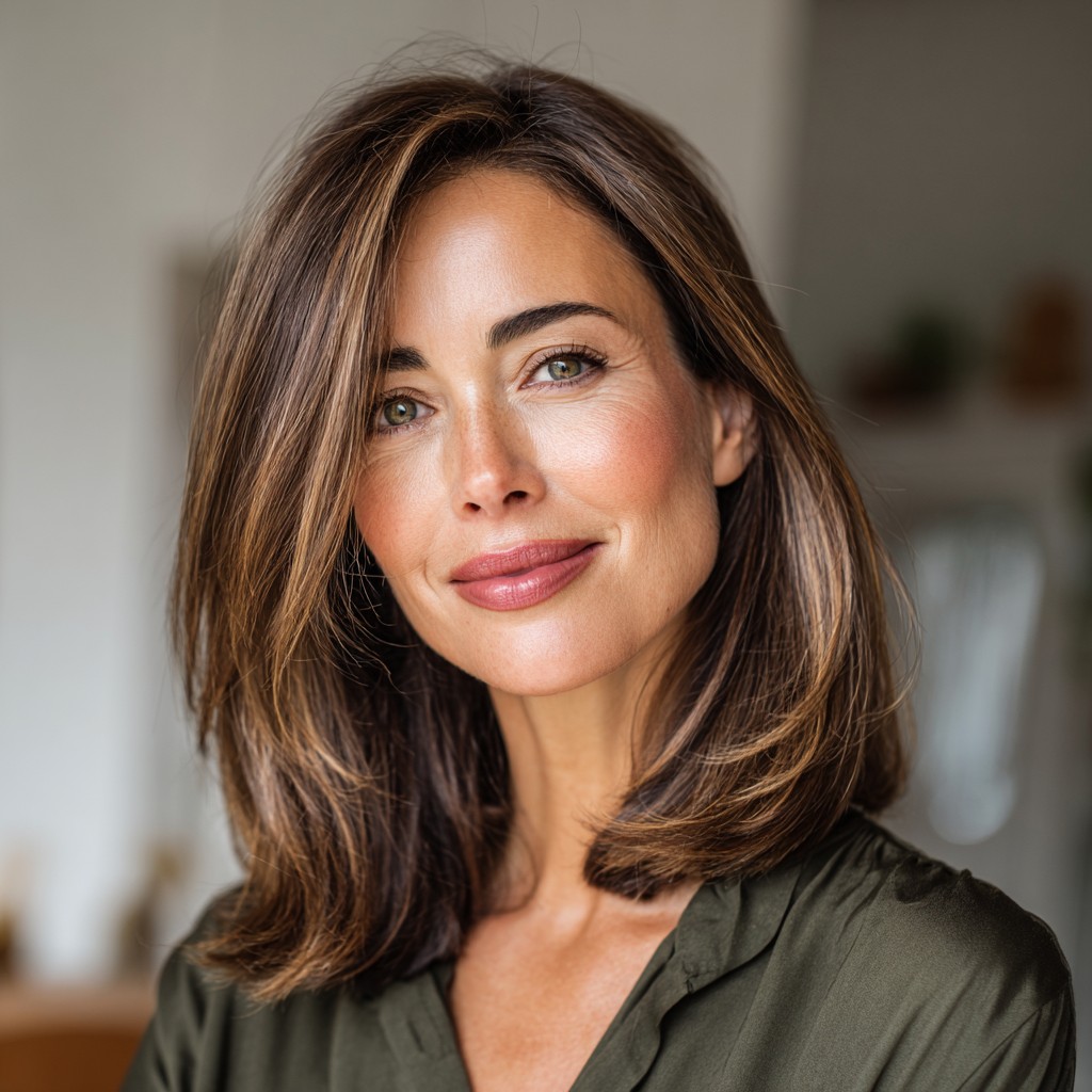 Modern Soft Layered Lob with Natural Shine